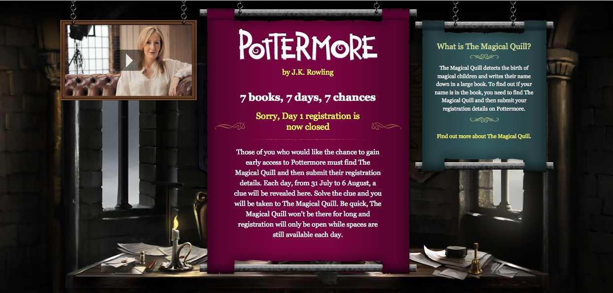 Pottermore Day 1 Closed